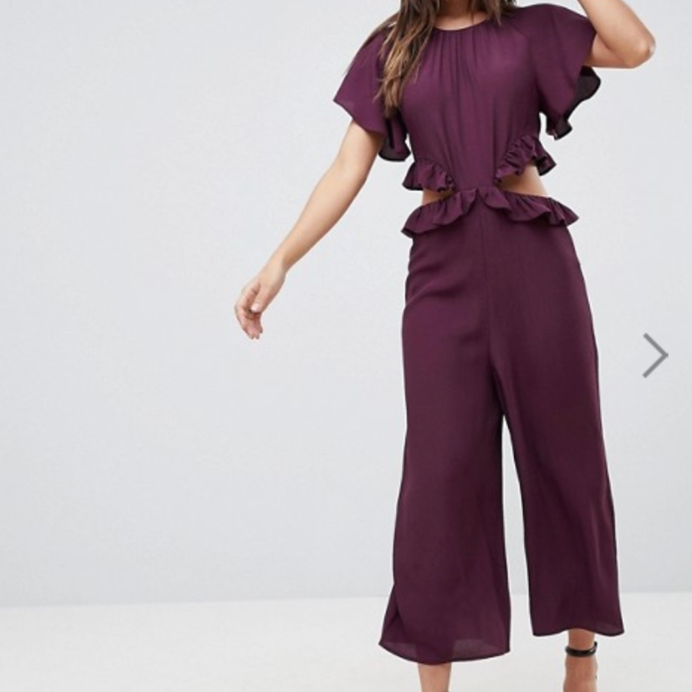 NWT Jumpsuit with Ruffles and Cut Out